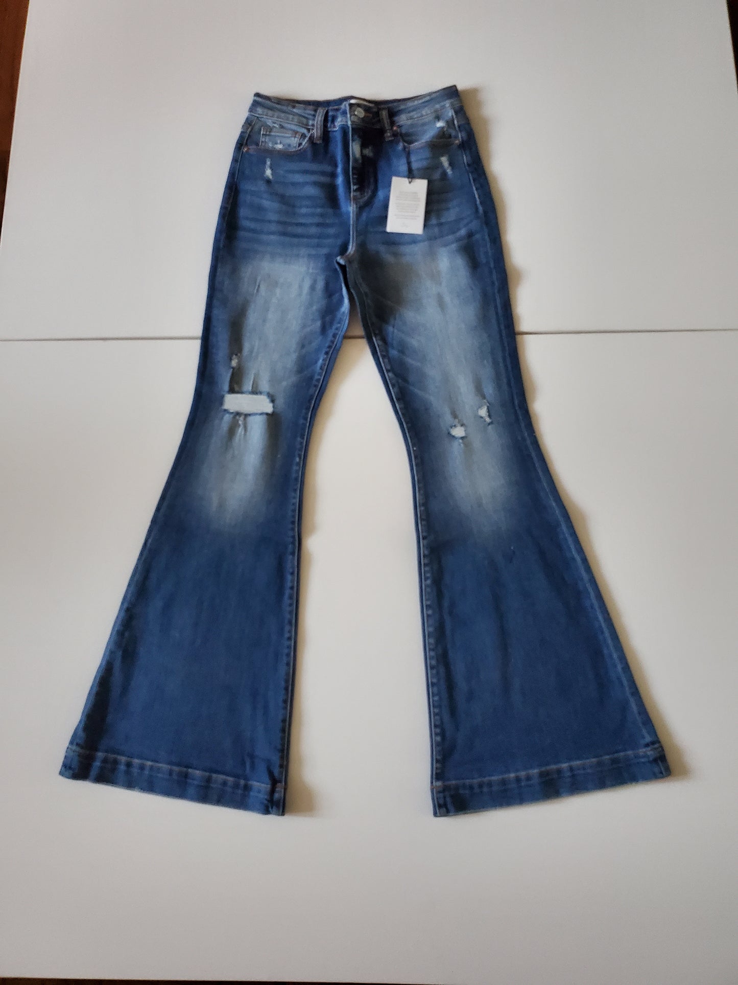 HIGH RISE FLARE MEDIUM BLUE WASH JEANS