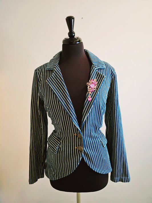 ALAIA STRIPE DENIM BLAZER