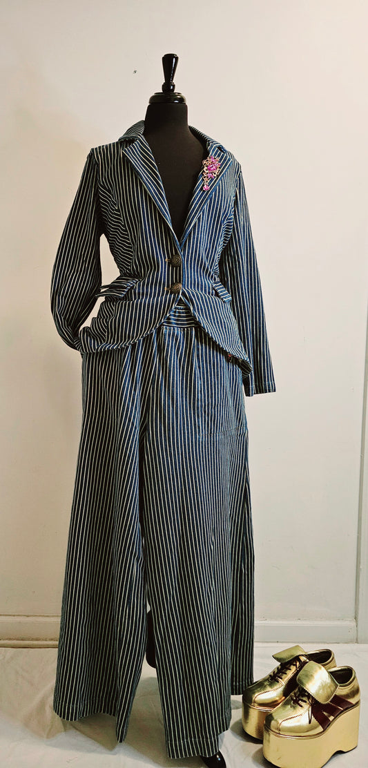 ALAIA STRIPE DENIM PANTS