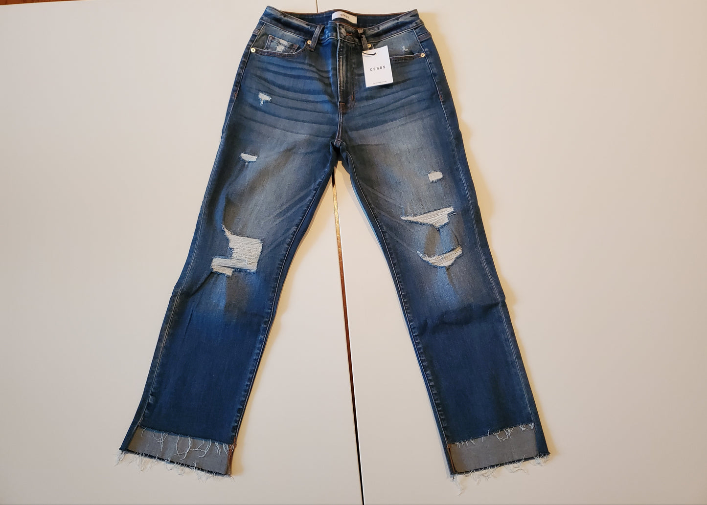 CEROS HIGH RISE CROP BLUE JEANS
