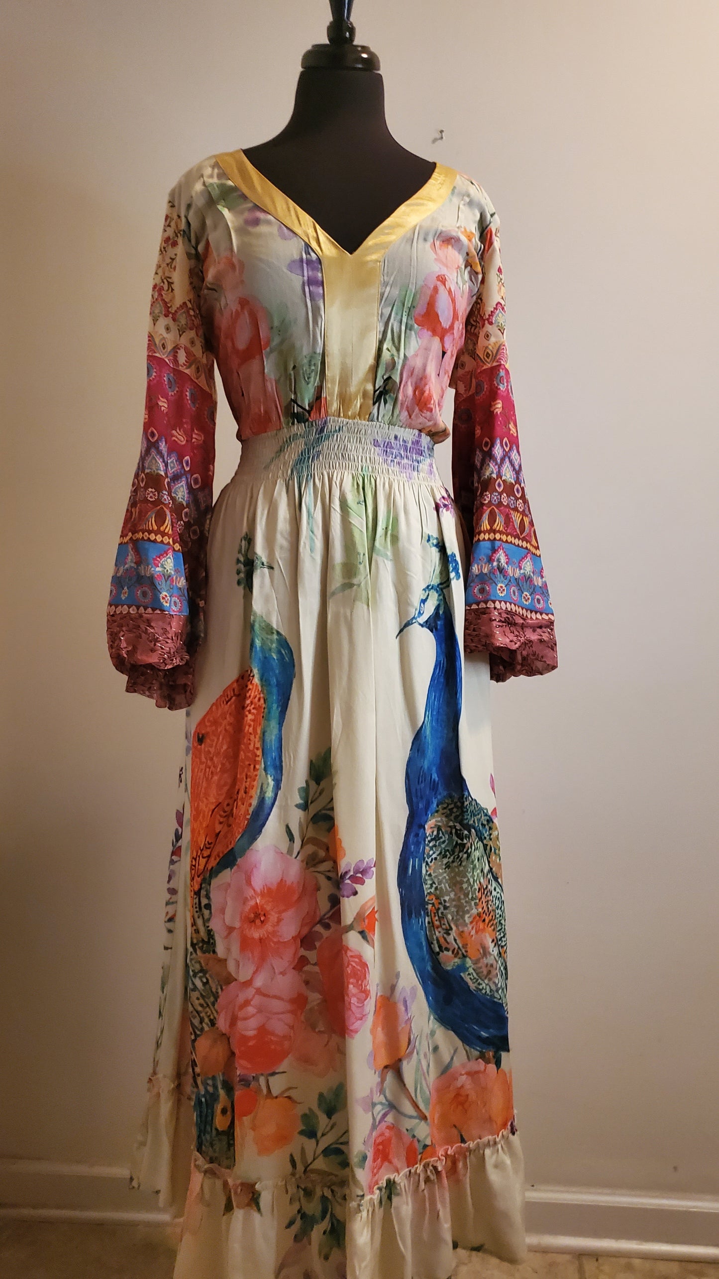 PEACOCK PARADISE MAXI DRESS