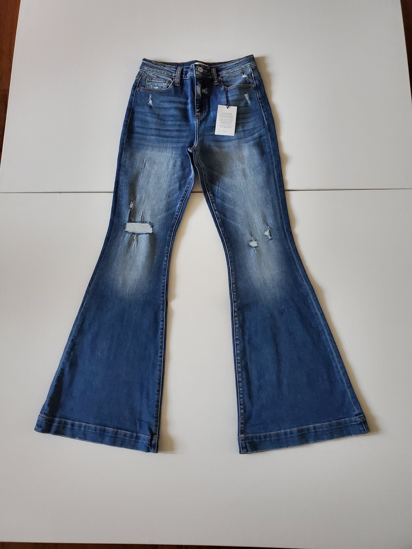 HIGH RISE FLARE MEDIUM BLUE WASH JEANS