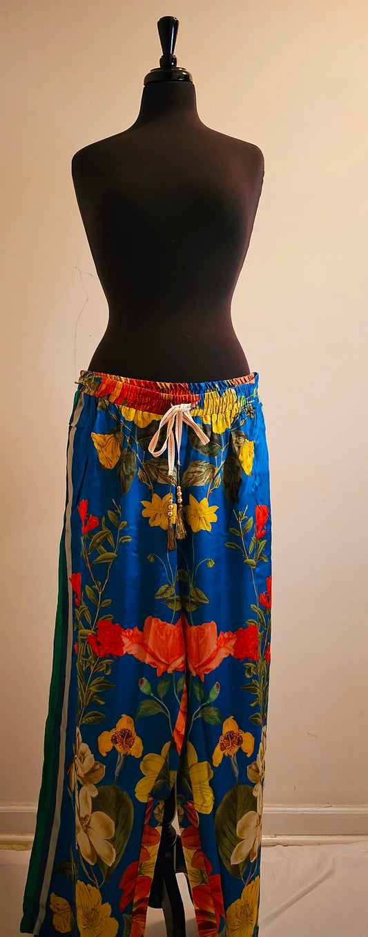 FRENCH RIVIERA COLBALT BLUE FLORAL PANTS