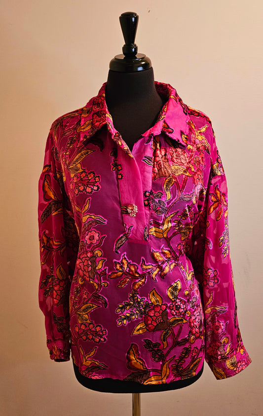 HOLIDAY JEWELS BLOUSE FUCHSIA