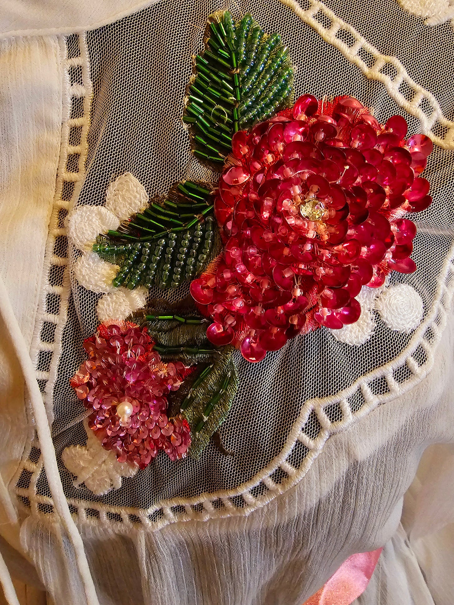 AMORA CHIFFON HAND EMBELLISHED BLOUSE