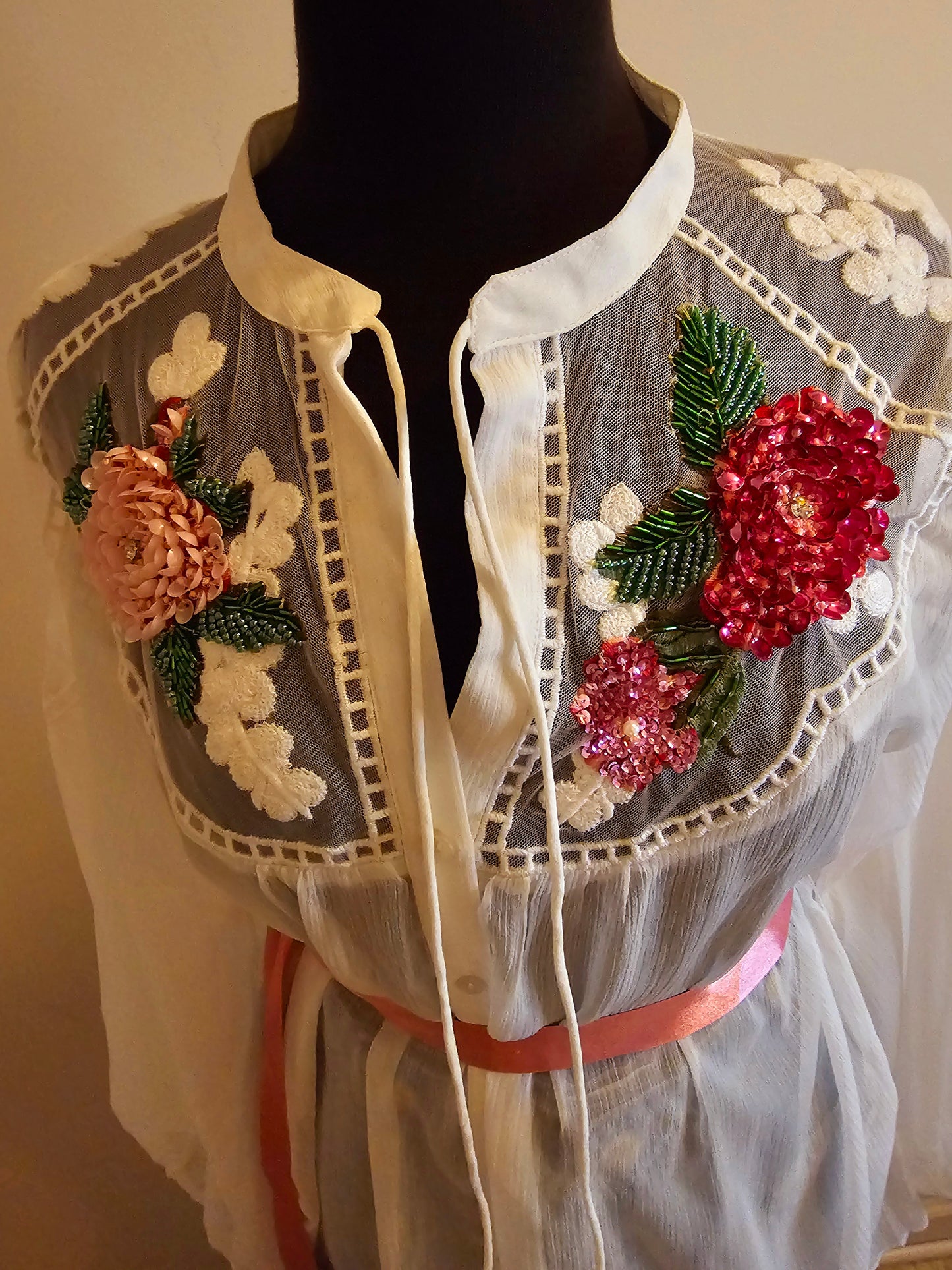 AMORA CHIFFON HAND EMBELLISHED BLOUSE