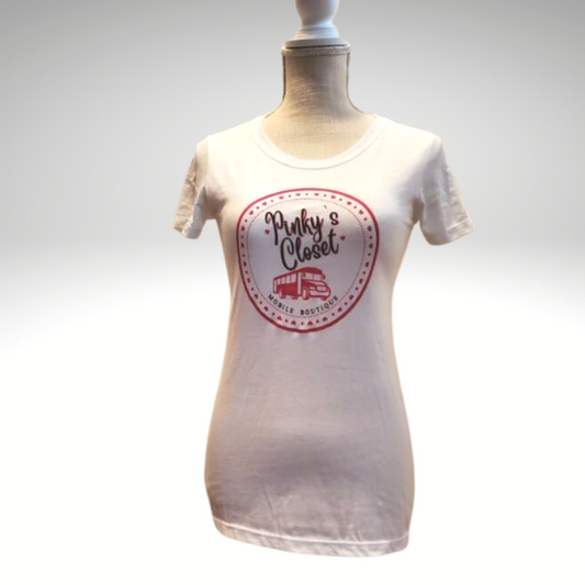 Pinky's Closet White T-Shirt with Logo