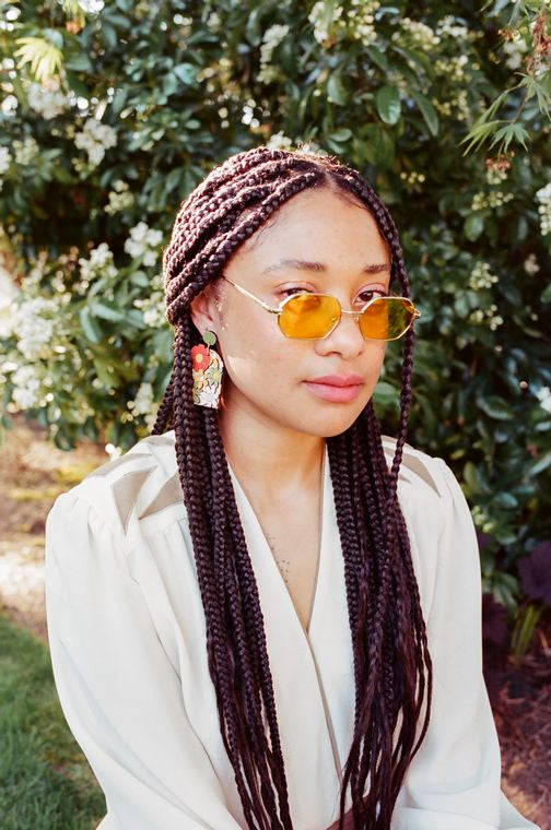 70s Burnt Orange Floral Arch Earrings